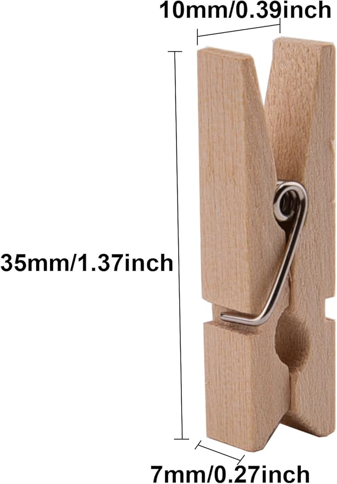 320 Feet Jute Twine and 100 Pieces Mini Natural Wooden Craft Clothespins Pegs Clips
