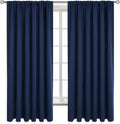 BGment Rod Pocket Blackout Curtains for Bedroom - Thermal Insulated 70 Inches Width Room Darkening Curtain for Living Room, 70 x 63 Inch, 2 Panels, Navy Blue