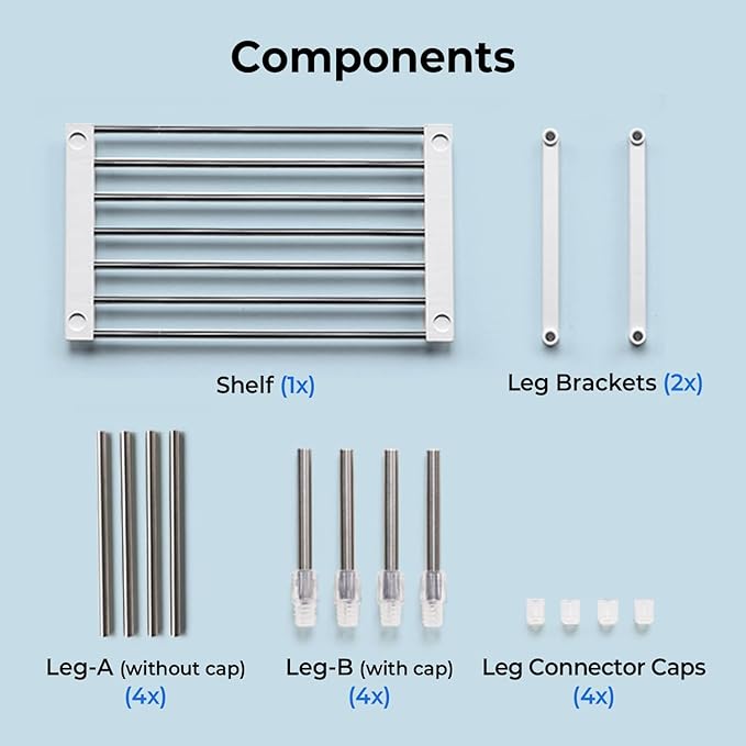 carrotez Expandable Cabinet Organizer, Set of 1 Width & Height-Adjustable Kitchen Cabinet Organizer Shelf, Stackable Kitchen Counter Shelf, 11.8~19.6 x 7.8 x 5.9~9" White