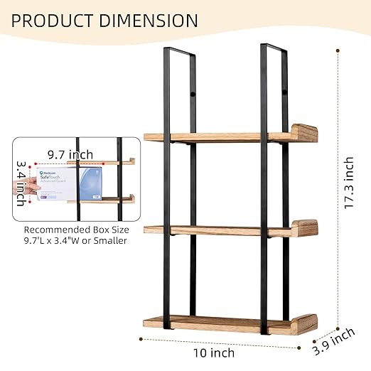 Glove Holder Dispenser for Wall Mount Wooden Metal Disposable Latex Glove Box Holder for Home Office, Lab and Garage, Tissue Wire Rack Wall-mounted for Kitchen Organizer Decor