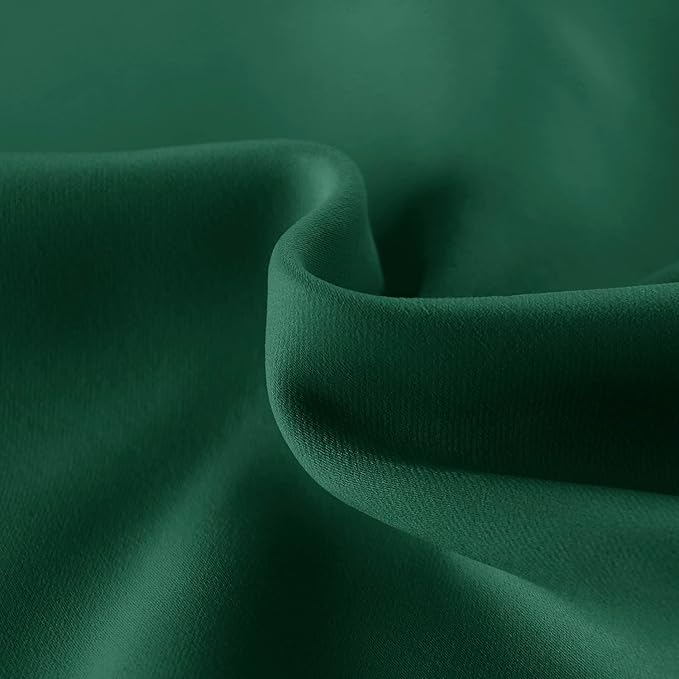 DWCN French Door Curtains – Rod Pocket Thermal Blackout Curtain for Window/Patio Doors/Doorways/Classroom/Kitchen for Privacy, 25W by 40L Inches, 1 Panel with Tieback, Hunter Green