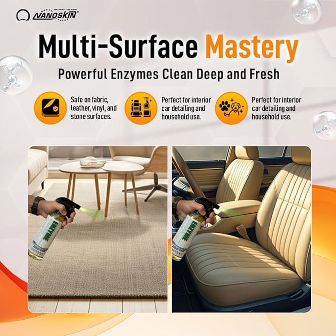 Nanoskin ENZYME Multi-Purpose Cleaner & Odor Eliminator 5 Gallon - Removes Complex Organic Stains, Dirt, Grease, and Grime from Multi Surfaces | For Automotive, Floor, Kitchen, Bathroom, Plumbing