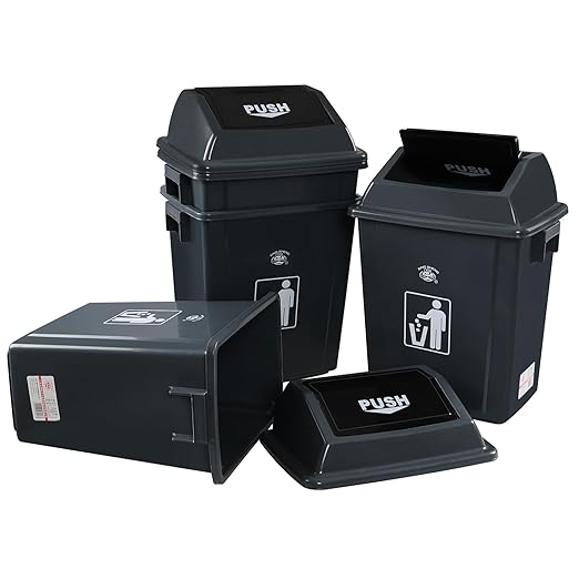 8 Gallon Plastic Kitchen Trash Can with Swing Lid, Rectangular Office Garbage Can, Gray(Pack of 4)