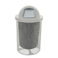 COATEDOUTDOORFURNITURE RDT-TXTGRY Heavy Duty 32 Gallon Round Trash Receptacle, Liner Included, Textured Red with Textured Grey Steel Dome Top, Made in America