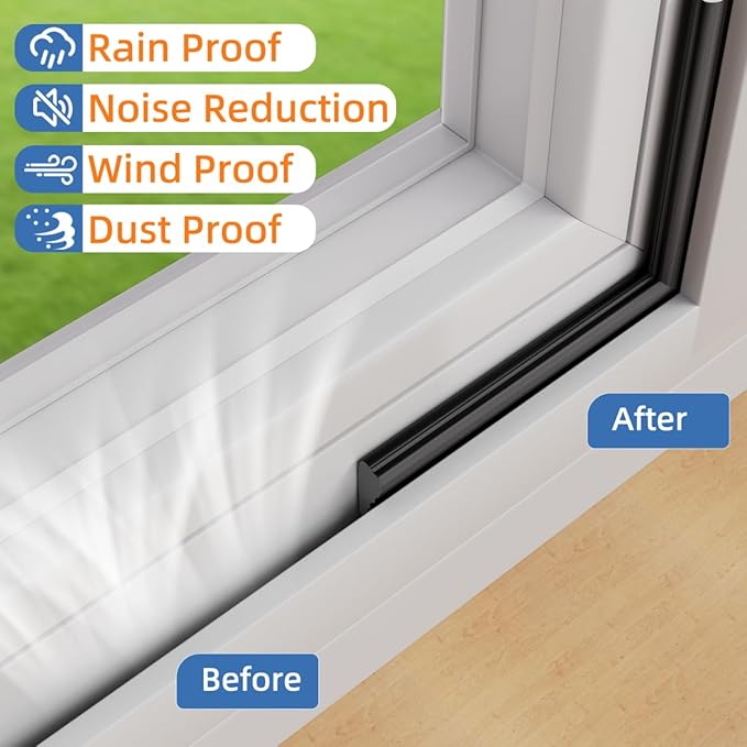 Wedge-Shape Window Weather Stripping Door Frame Seal Strip 118” White,Upgrade Black Foam,Soundproofing,Draft Stopper,Winter Insulation,Noise Blocker, Gap Filler for Exterior Front Door Side