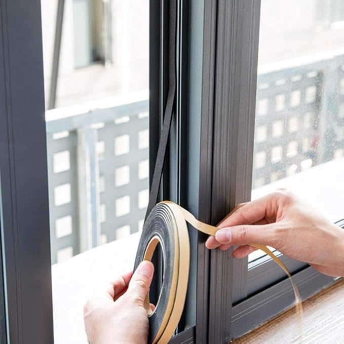 Foam Seal Tape 3-Pack, 1/2 Inch Wide X 1/8 Inch Thick, Neoprene Rubber Weather Stripping for Door Insulation, 59 Feet Total (19.7ft x 3 Rolls)