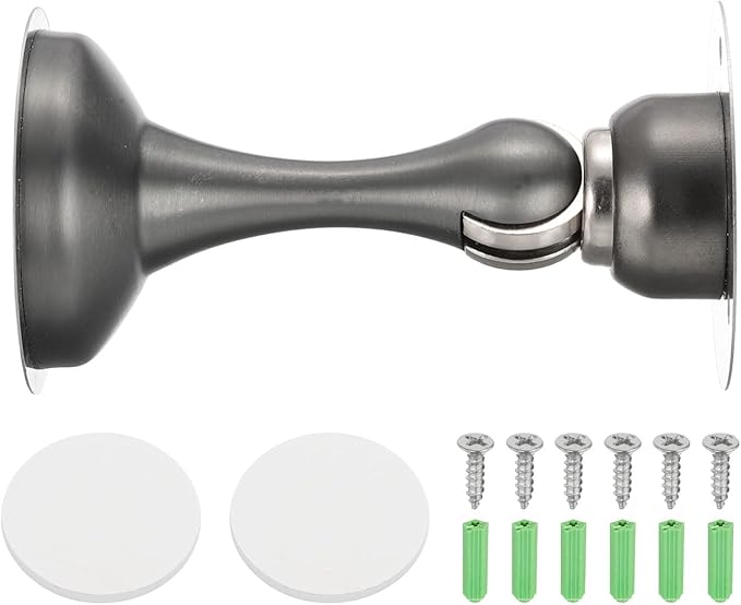 MECCANIXITY Magnetic Door Stoppers Stainless Steel Door Stops, Wall Floor Mounted Doors Holder Keep Doors Open for Home Office Closet (Gray)