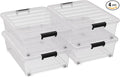 25 Quart Under Bed Clear Latch Bin with Wheel, Plastic Under Bed Storage Box, 4 Pack