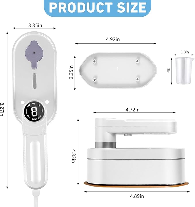 Travel Steamer for Clothes Portable Mini, 8 Steam & Iron Modes Iron Steamer, 2 in 1 Portable Steamer Support Dry&Wet Ironing, 15S Heating, 180° Rotatable Travel Steam Iron