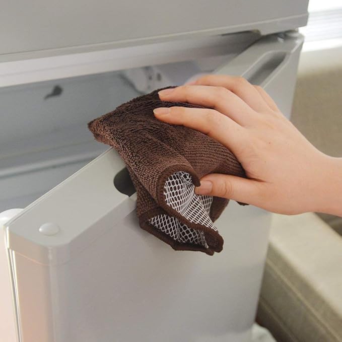 KinHwa Kitchen Washcloths for Dishes Absorbent Microfiber Dish Cloths Quick Dry Dish Rags with Poly Scour Scrub Side Ideal for Kitchen Cleaning (Brown, 12inchx12inch 9 Pack)
