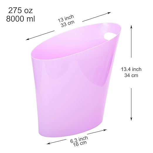 Youngever 2 Gallon Slim Trash Can, Plastic Garbage Container Bin, Small Trash Bin with Handles for Home Office, Living Room, Study Room, Kitchen, Bathroom (2 Pack) (Purple)