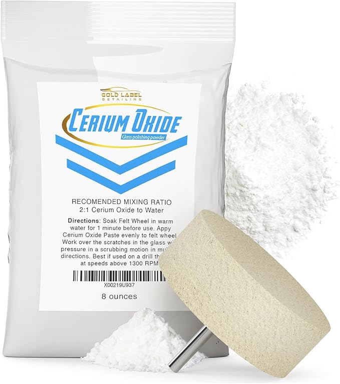 Optical Grade Cerium Oxide 8oz Glass Repair Powder | Glass Window and Windshield Repair