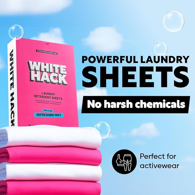 Laundry Detergent Sheets | Clothes Detergent Laundry Soap Sheets for Travel - Mess-Free, Ultra Concentrated, Recyclable Packaging, Stain Fighting - Refreshing Mist Scent, 60 Count