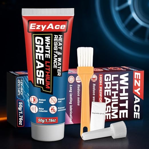 White Lithium Grease, Garage Door Lubricant, Multi-Purpose Bike Grease for Hinges, Bearings, Gears, Track Rail, Waterproof&Heat Resistant Bearing Grease Ideal for Automotive, Marine, 1.76oz