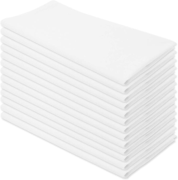 Aunti Em's Kitchen Flour Sack Dish Towels - Natural Cotton for Embroidery and Drying Glass, Hand, Dinnerware - Plain, Thick, Zero-Lint - Highly Absorbent - Set of 13, 27 x 27 Inch, White