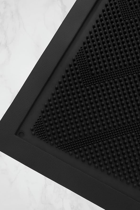 HAMARA Front Door Mat for Outside Entrance 35.5"x17" – Anti-Slip Dirt-Trapping Waterproof Rubber Indoor & Outdoor Mat with Textured Surface for Entryway - Heavy Duty All Weather Doormat – Black