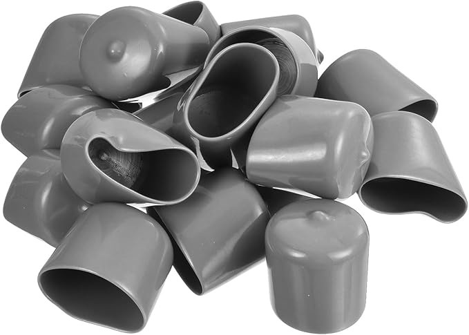 uxcell 20pcs Rubber End Caps Protective Caps 33mm ID Vinyl PVC Round Tube Bolt Cap Cover Screw Thread Protectors, Light Grey