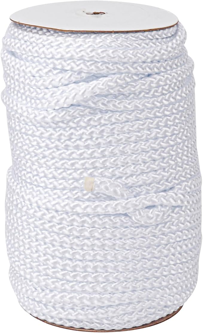 3/8 Inch White Polyester Rope - 250 White Low Stretch Polyester Rope for Hiking, Kayaking, Tarps, Camping
