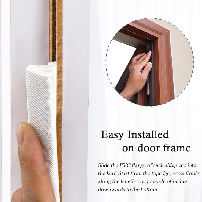 Kerf Weather Stripping Door Seal Strip 26 Ft Q Foam Door Weatherstrip Seal with Slot Card Slot Installation, Easy Cut to Size (White)