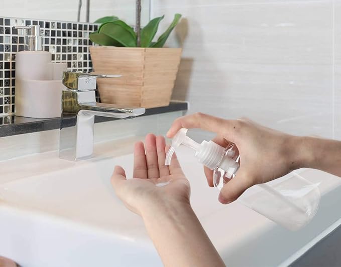 Yebeauty Soap Dispenser, 3 Pack 10oz/300ml Empty Refillable Pump Bottle Modern Liquid Plastic Shampoo and Conditioner Bottles Large Body Wash Dispenser for Shower, Clear