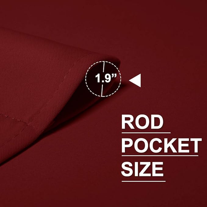 RYB HOME Curtains for Bedroom 72 inches Long, Blackout Thermal Insulating Window Treatment Drapes for Living Room Bathroom Basement Laundry Classroom, W 34 x L 72, Burgundy Red, 2 Panels