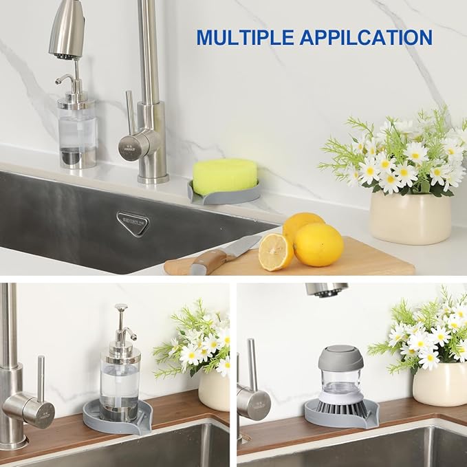 LANMU Silicone Smiley Face Sponge Holder for Kitchen Sink, Sink Caddy Organizer with Drainage for Quick Drying, Dishwasher Safe, Fit Palm Bush, Soap Dispenser Storage