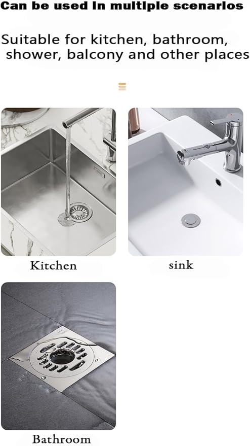 Drain Hair Catcher, Silicone Bathtub Drain Protector 2 PCS (Gray/Black, Square)