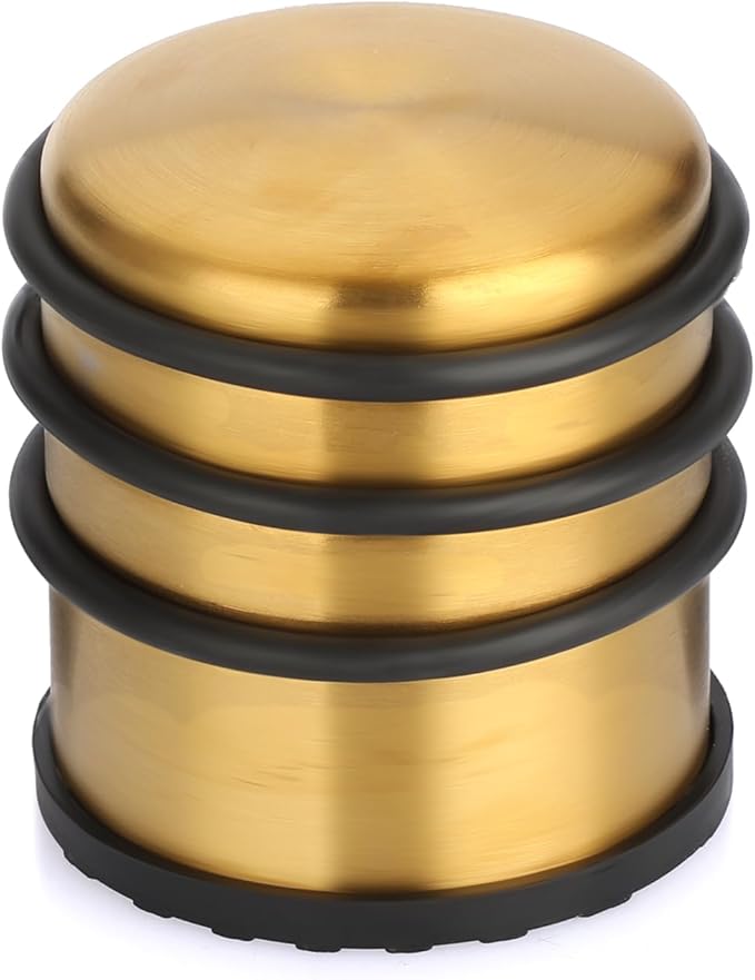 Sumnacon Heavy Duty Floor Door Stopper No Drill - Durability Stainless Steel Door Stop with Anti-Skid Rubber - Contemporary Safety Doorstop for Home Office Commercial Industrial,Gold