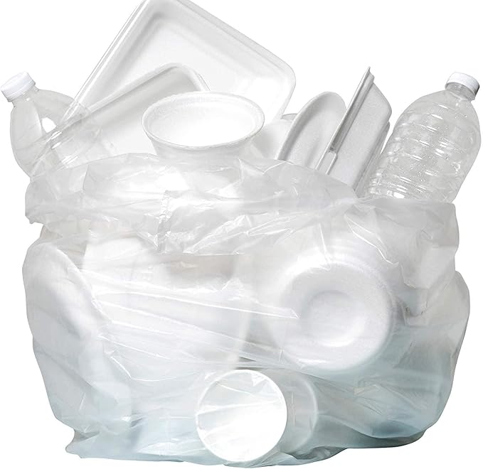 Aluf Plastics High Density Trash Bags, 30 Gallon, 2000 Count, 10 Micron (eq), 30" x 37", Clear, for Bathroom, Office, Industrial, Commercial, Janitorial, Municipal, Recycling