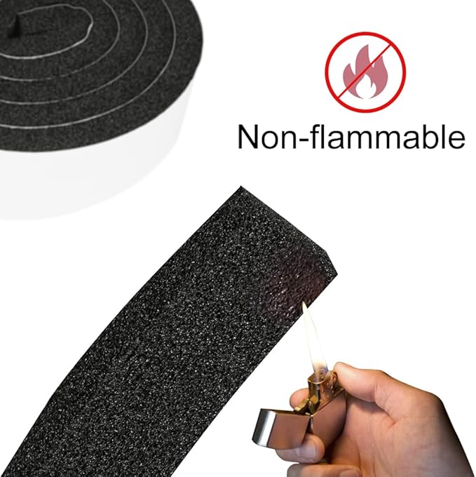 2 Rolls 1 Inch W 3/8 Inch T Weather Stripping Air Conditioner Open Cell Foam Seal Tape, Window Insulation High Resilience Seal Strip for Doors Window,Total 16FT