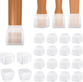 BALEINE 16 Pack Silicone Chair Leg Floor Protectors, Stool Leg Protectors Cap, Non-Slip Chair Leg Caps for Hardwood Floors (Clear & Large (Square), 16 Pack)