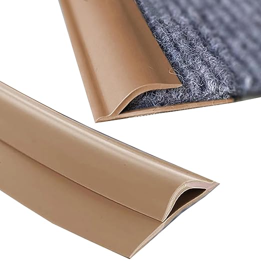 Self Adhesive Carpet Transition Strip with Edge Trim, Designed for Seamless Transitions from Carpet to Tile or Vinyl Floors, Perfect for Doorways.(Brown,60ft)