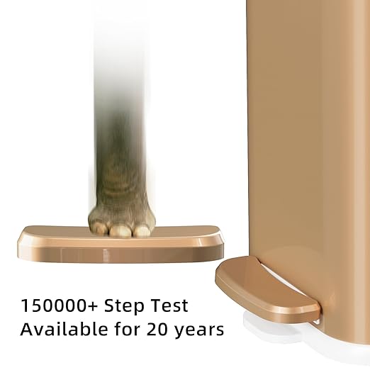 Champagne Gold Bathroom Trash Can with Lid Soft Close,1.6 Gallon Slim Garbage can,Small Metal Step Wastebasket for Office, Bedroom, Toilet, Live Room