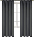 BGment Rod Pocket Blackout Curtains for Bedroom 72 Inch Long - Thermal Insulated Room Darkening Curtain for Living Room, 52 x 72 Inch, 2 Panels, Dark Grey