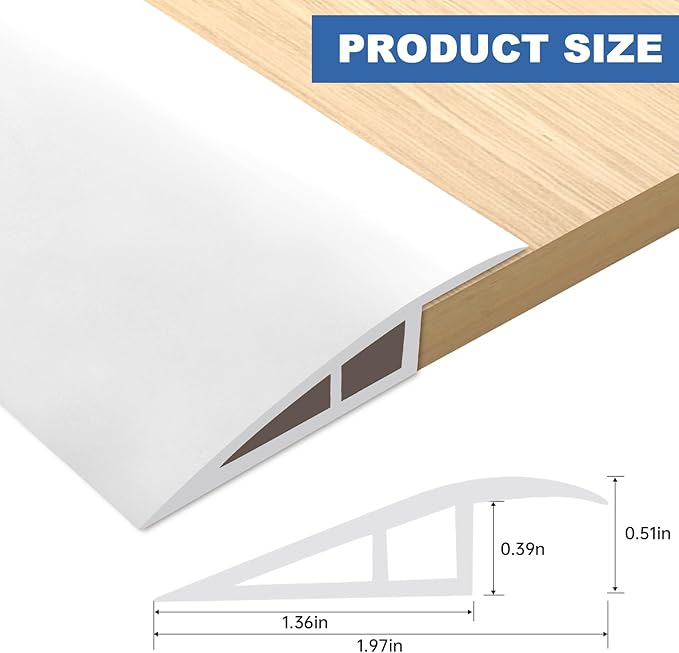 Vinyl Door Threshold Flooring Transition Strip Self Adhesive Carpet Edging Strip for Laminate Doorway Edge Threshold from 1/5" to 2/5" (White, 3.3 Ft)