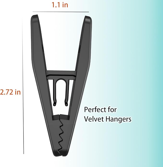 Hanger Clips Perfect for Velvet Hangers (Black, 20 PCS), Non-Slip Plastic Clips Pant Skirt Hanger Clips for Black Flocking Hangers