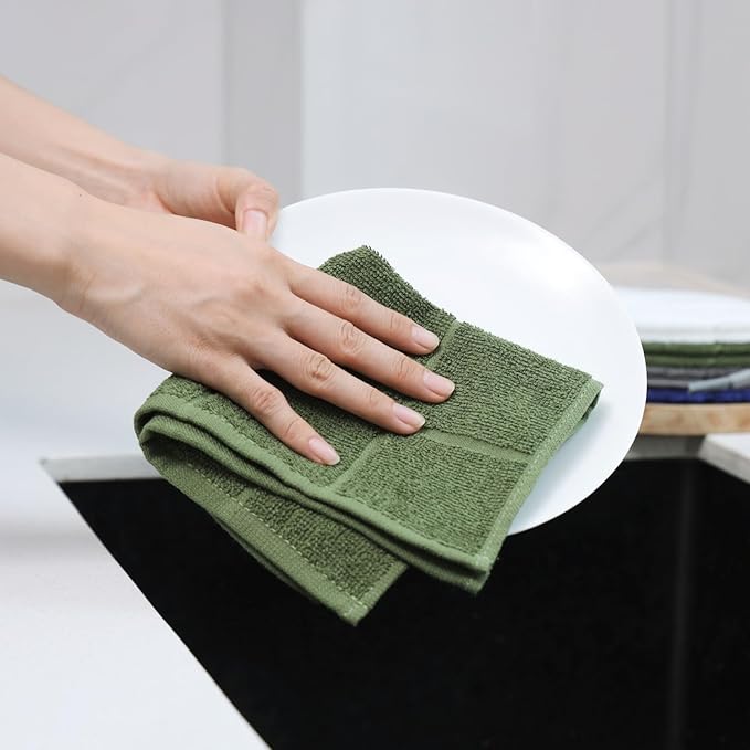 Glynniss Dishcloths Kitchen Highly Absorbent Dish Rags 100% Cotton Dish Cloths for Washing Dishes (Light Cream)