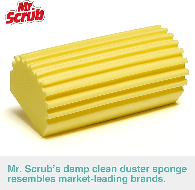 4 Pack Damp Dusting Sponge Duster, Yellow Dust Cleaning Sponge, Reusable Household Cleaning Sponge Tool for Blinds, floorboards, Fan Blades, Vents, Glass, Railings, Mirrors
