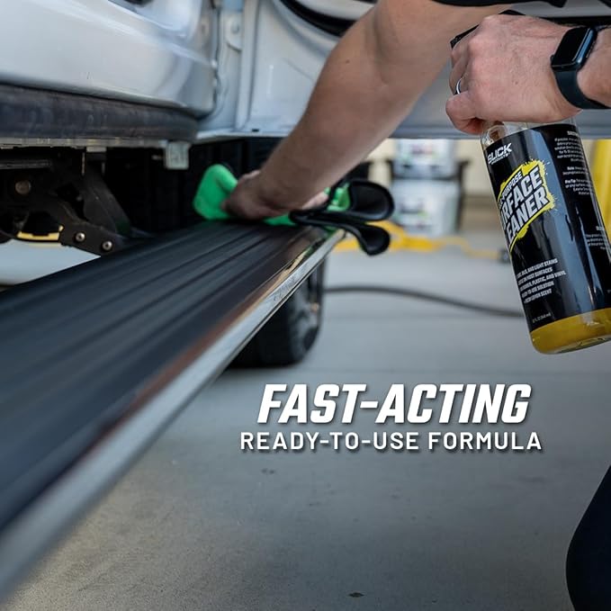 Slick Products All-Purpose Surface Cleaner – Vehicle Interior & Exterior Spray for Rubber, Plastic, Vinyl, Carpet & Upholstery – Ready-to-Use Lemon Scented Cleaner – 64 oz.