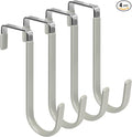 FYY Over The Door Hooks, 4 Pack Door Hangers Hooks with Rubber Prevent Scratches Heavy Duty Organizer Hooks for Living Room, Bathroom, Bedroom Hanging Clothes, Towels, Hats, Coats, Bags Grey