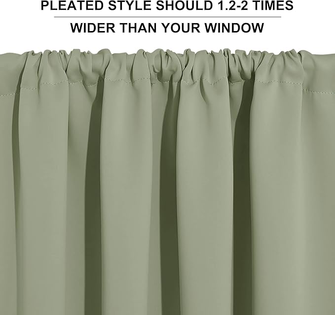 RYB HOME 84 inches Green Curtains for Living Room Lights & Drafts Blocking Window Curtains Room Darkening Drapes for Bedroom, W42 x L84 inch, 2 Panels, Sage Green
