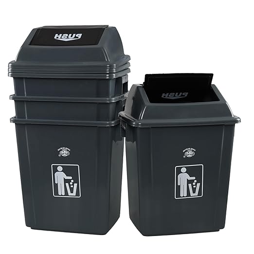 Morcte 6 Gallon Small Kitchen Trash Can with Swing Top, 4 Pack Plastic Waste Basket with Swing Lid, Gray
