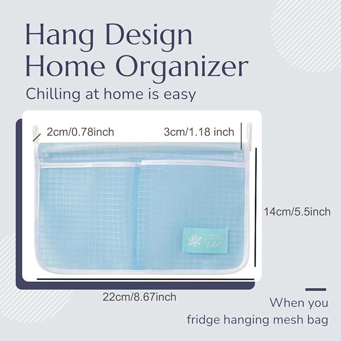 3PCS Refrigerator Door Organizer Set, Fridge Hanging Mesh Bag for Kitchen Storage Bag, Household Sundries Sorting Bag Used to Refrigerator Side Door, Only for Small Objects Containers (White)