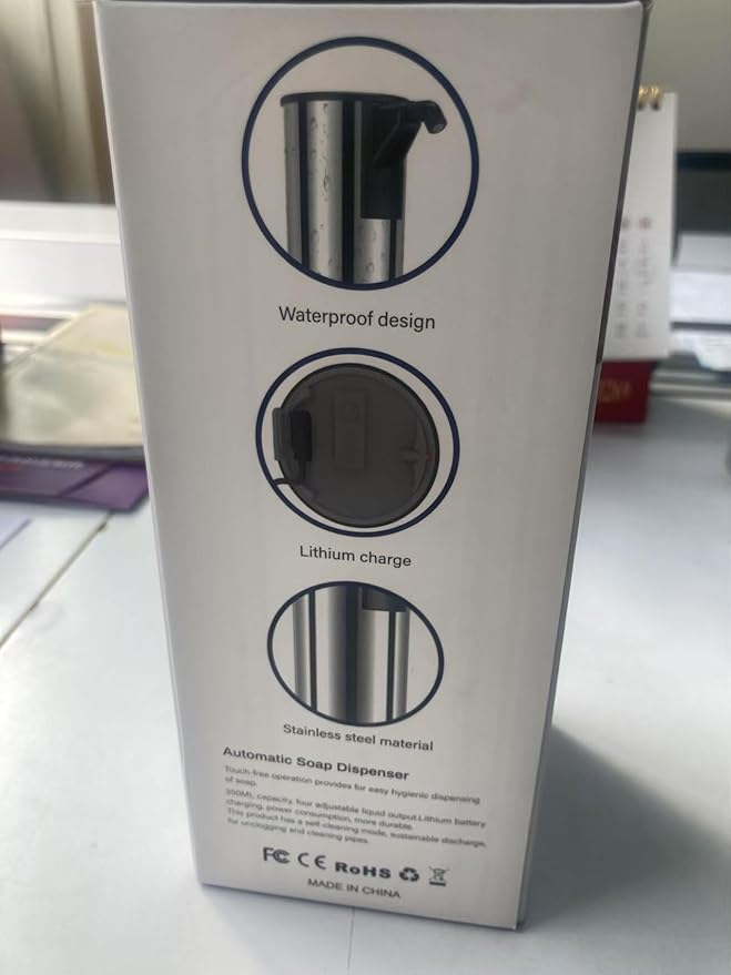 Automatic Soap Dispenser Touchless 11.8oz/350ml Four-Level Adjustable Dispenser Volume，Stainless Steel Material,Battery Powered for Wide Compatibility in Kitchen, Bathroom, Hotel & Office