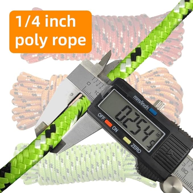 Diamond Braided Polypropylene Rope Nylon Rope Mix Thick Heavy Duty Ropes 1/4 inch 25ft High Strength Rope Perfect for Clothesrope Camping Hiking and Other Outdoor Activities 1/4 25ft 3Pack