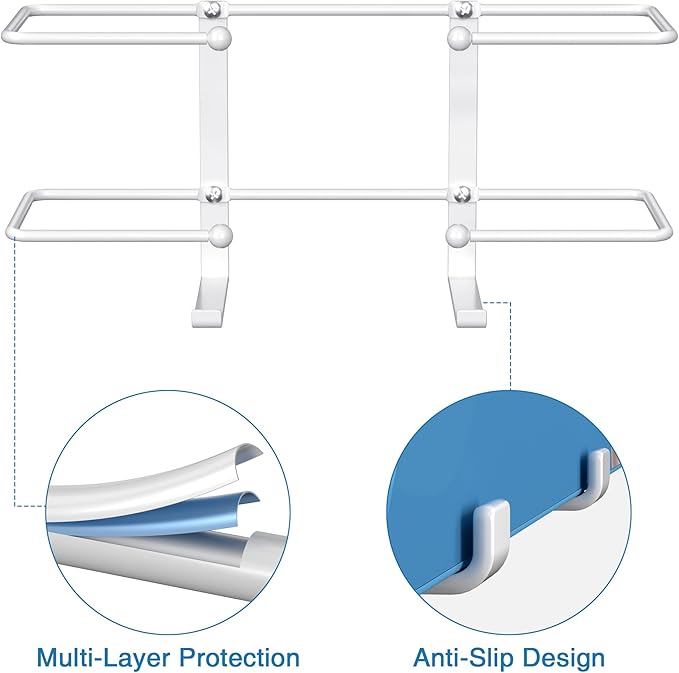 Glove Box Dispenser Wall Mount: White Holder Organizer for Disposable Glove & Tissue Box - Organizer on Wall in Lab, Kitchen, Bathroom, Garage