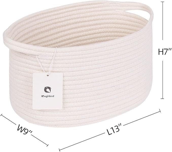 Medium and Large Woven Basket//With Handle, Used for Toys and Fabric Storage Basket used for Storing xl Storage Box, Decorative Storage Box Room 2pack (13L*9W*7H White, L13×W9×H7)