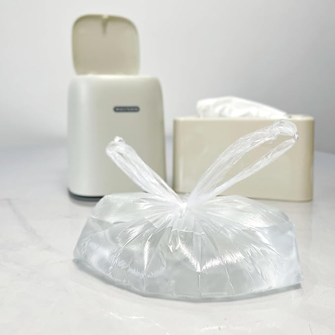 Mini Trash Bags 1.6 Liter/0.4 Gal- 200 Count Tiny Clear Trash Can Liners for Countertop, Desktop, Makeup & Kitchen Scrap Bags | Leakproof Small Plastic Bags with Handles