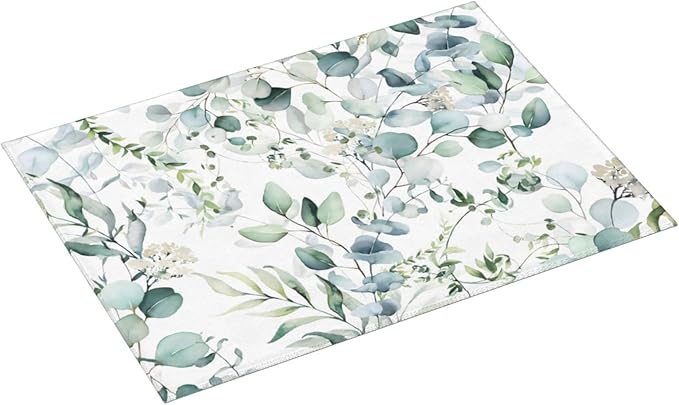 Green Floral Leaf Dish Drying Mat For Kitchen Counter 18 X 24 Inch Absorbent Dish Mat Reversible Drainer Drying Kitchen Mat