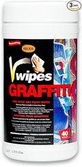 V-Wipes Graffiti Remover Wipes – Pre-Moistened Towels for Paint, Ink & Marker Removal – Non-Toxic, Biodegradable, Non-Scratching, Quick Clean-Up (pack of 3)